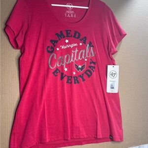 47 Women's Red NHL Washington Capitals hockey Gameday Everyday Tee nwt XLT